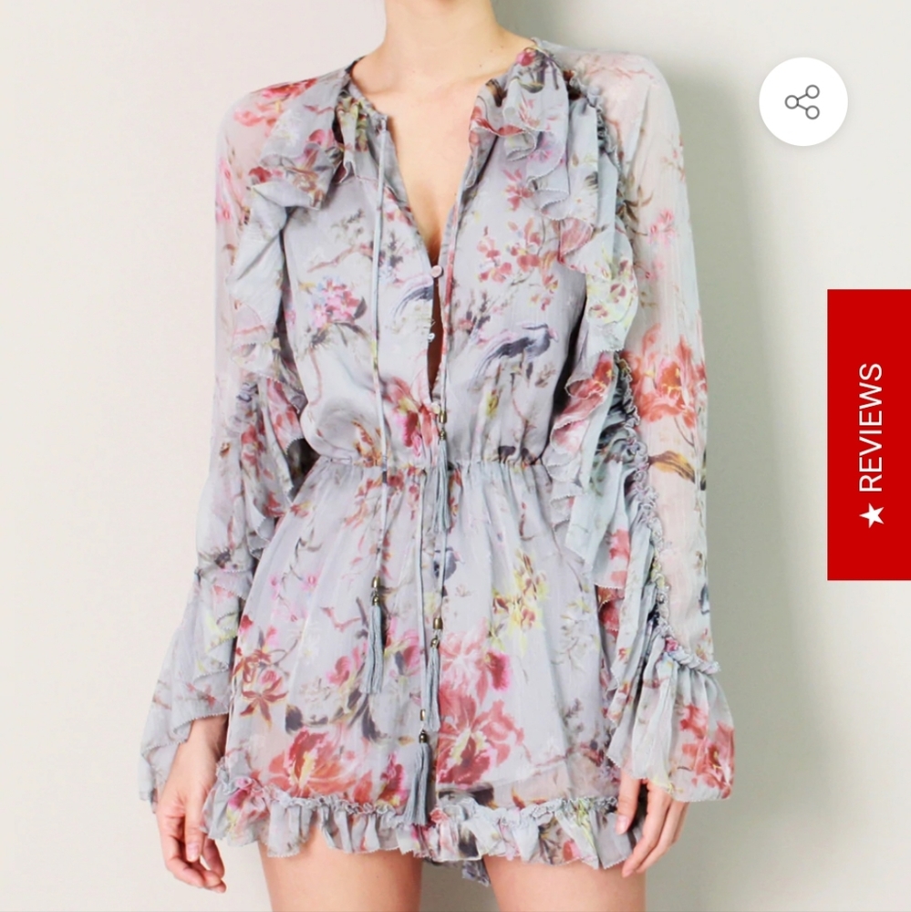 SWOON RUFFLE FLORAL GEORGETTE ROMPER SIZE S/M - Picture 5 of 16